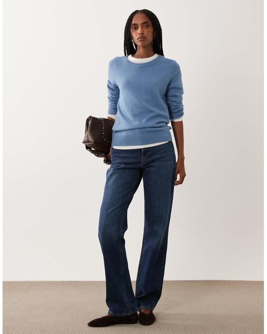 Vila Blue Strickpullover mit rundhalsausschnitt