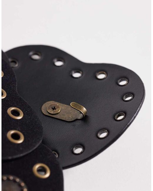 ASOS Black Faux Suede Studded Heart Disc Detail Waist And Hip Belt