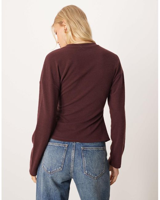 ASOS Red Textu Wrap Detail Long Sleeve