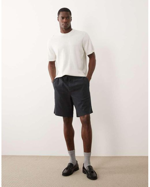 Jack & Jones White Linen Mix Drawstring Shorts for men