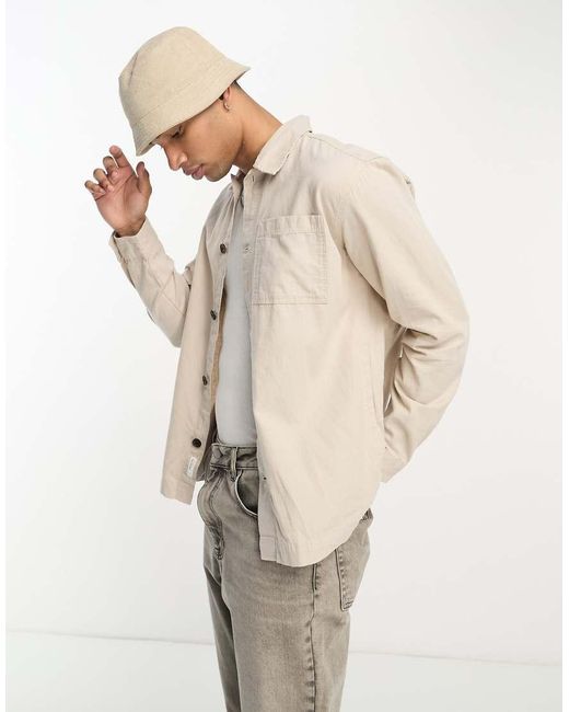 SELECTED Natural Linen Mix Overshirt for men