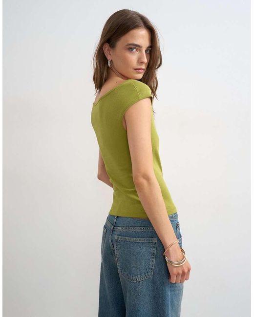 TOPSHOP Green 90's Boat Neck Vest