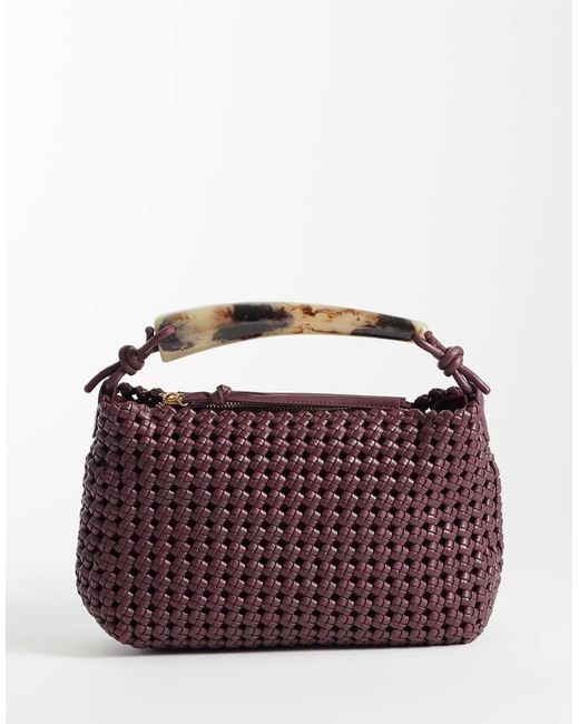 ASOS Purple Weave Clutch Bag With Resin Handle