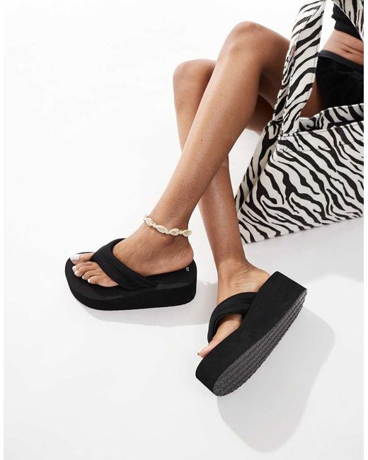 Bershka White Flatform Flip Flops