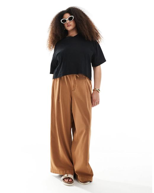 ASOS Brown Curve Soft Wide Leg Trouser