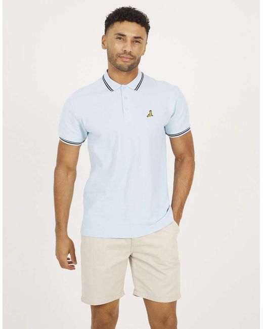 Brave Soul White Cotton Polo Shirt With Contrast Colour Stripe for men