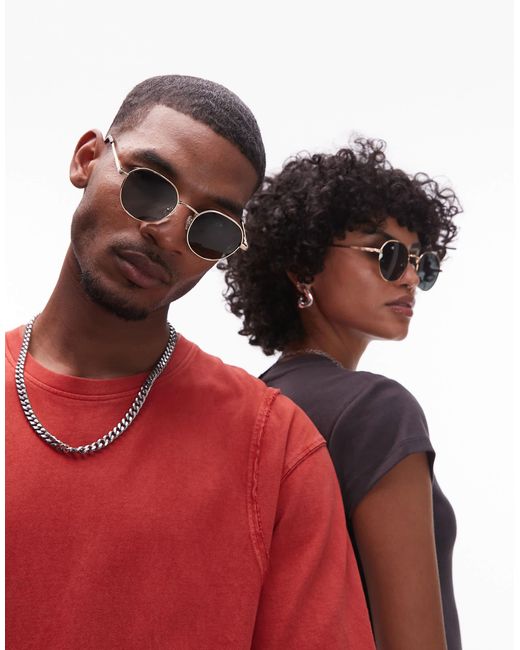 Le Specs Red – odyssey – runde sonnenbrille mit metallgestell und polarisierten gläsern