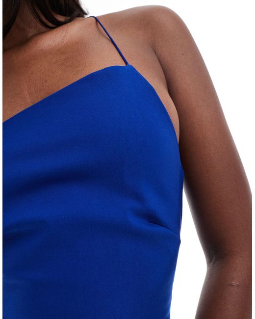 Vesper Blue Exclusive Asymmetric One Shoulder Midi Dress