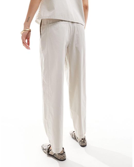 ASOS White Tapered Trouser With Tab Hem Detail