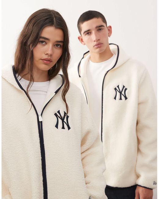 Ny yankees - veste à capuche et fermeture éclair en sherpa avec logo KTZ en coloris Natural