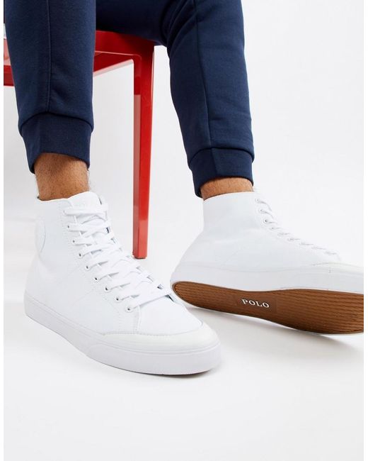 Zapatillas hi-top de lona blancas parche del logo Solomon Polo Ralph Lauren de hombre de color Blanco | Lyst