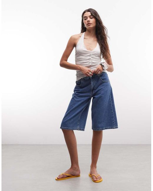 Monki White Fitted Asymmetric Festival Top