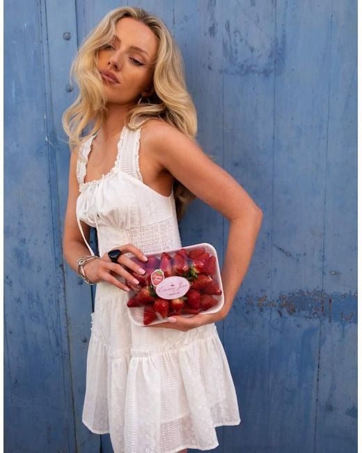 Daisy Street White X Emma Jean Boho Broderie Frilly Mini Dress
