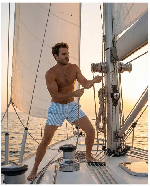 Apreslife Blue Stripe Swim Shorts for men