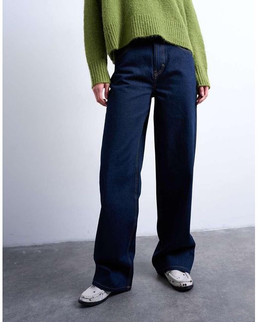 TOPSHOP Green Cinch Low Rise Relaxed Jean