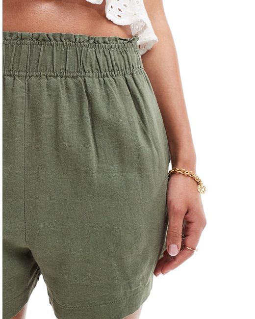 New Look Green – leinen-shorts