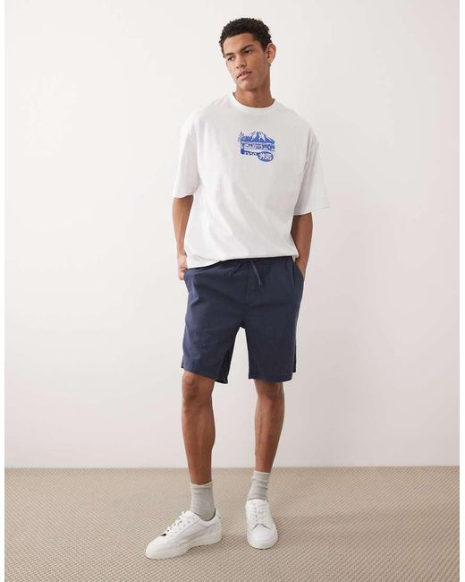 JJ Rebel White Drawstring Linen-mix Shorts for men