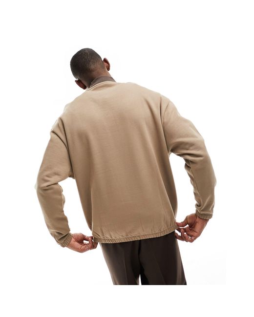 ASOS White Oversized Half Zip Sweatshirt With Contrast Collar for men