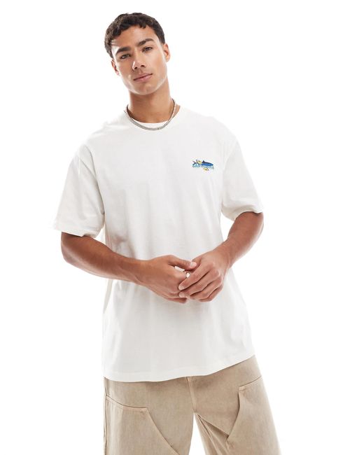 Jack & Jones White Oversize T-shirt With Sardine Back Print for men