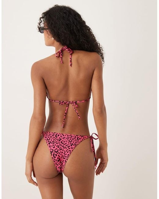 OOSC Red Leopard Tie Side Bikini Bottoms