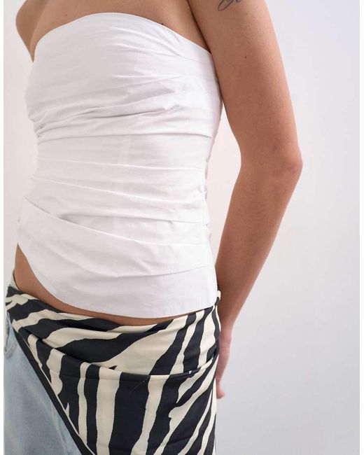 TOPSHOP White Gathered Bandeau Top