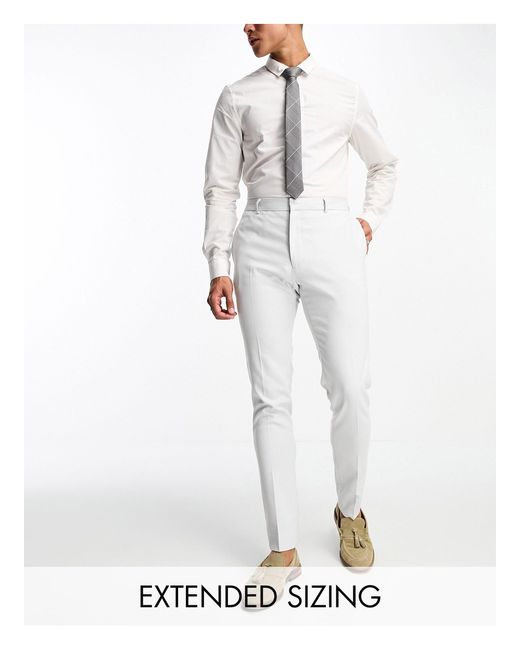 ASOS White Wedding Skinny Suit Pants With Micro Texture for men