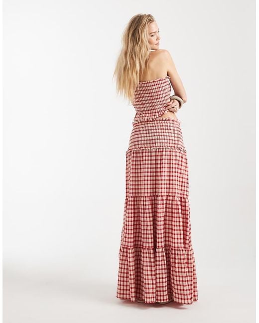 ASOS White Shirred Waist Tiered Co-ord Maxi Skirt