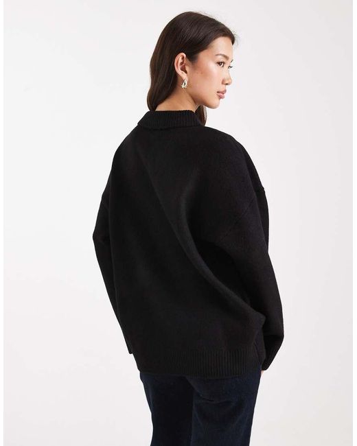 ASOS Black Knitted Compact Rugby Shirt