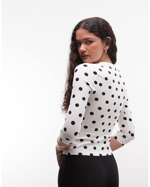 Collusion White Deep V-neck 3/4 Sleeve Top