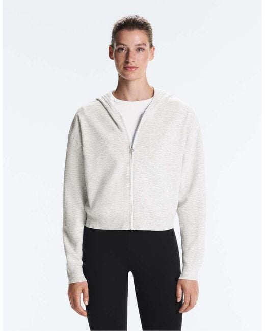 Oysho White Hooded Knit Jacket