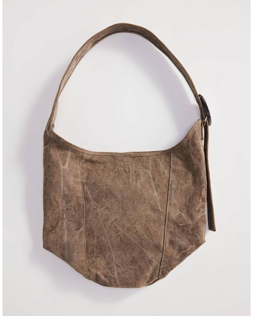Weekday Natural Moon Shoulder Bag With Buckle Detail