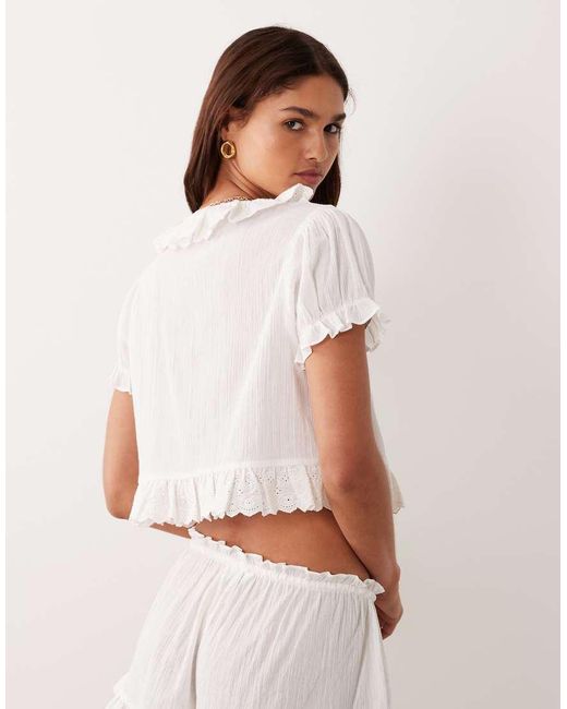 Miss Selfridge White Beach Frill Detail Shirt Co-ord