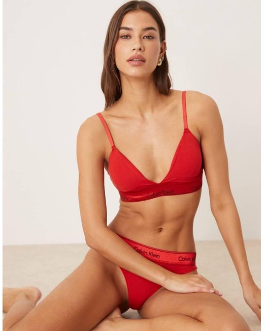 Calvin Klein Red Icon Cotton Modal Lightly Lined Triangle Bra