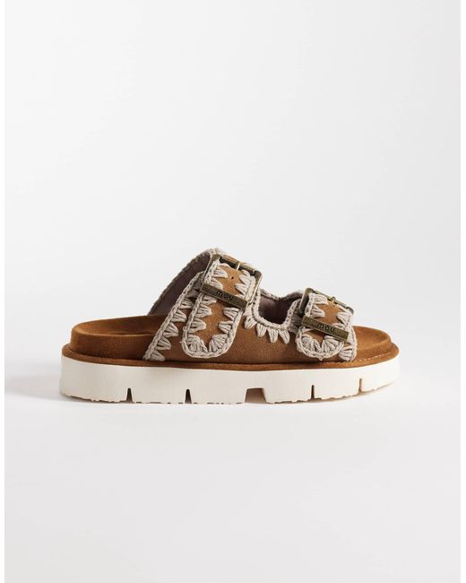 Mou Brown Two Buckle Sandals