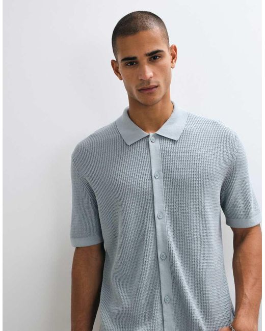Boss Gray Akepalo Relaxed Fit Button Through Knitted Shirt for men