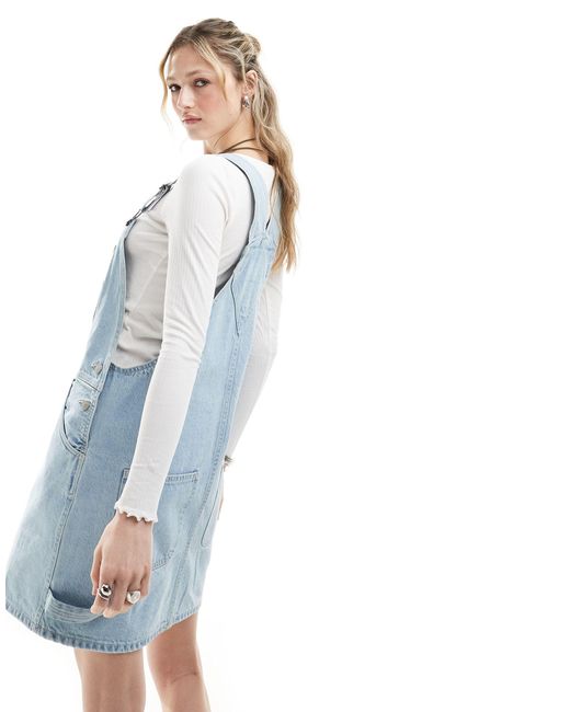Dr. Denim Blue Connie Relaxed Fit Mini Dungaree Dress