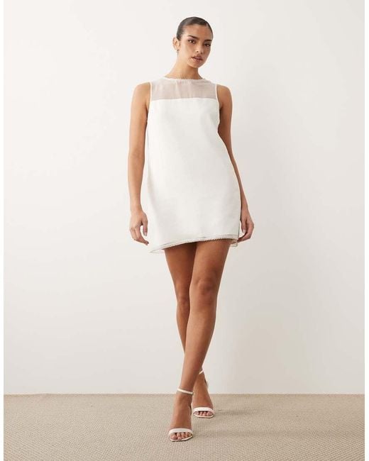 Abercrombie & Fitch White Bow Back Bridal Mini Dress