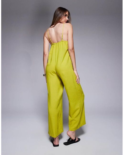 River Island Green Linen Jumpsuit