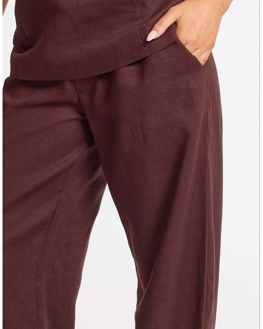 Missy Empire Red Linen Wide Leg Trouser