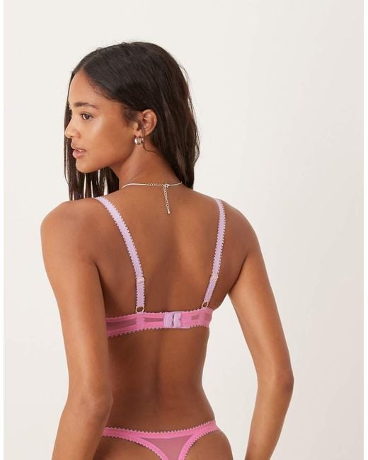 Dora Larsen Pink Priya Tulle Heart Embroidered Half Bralette
