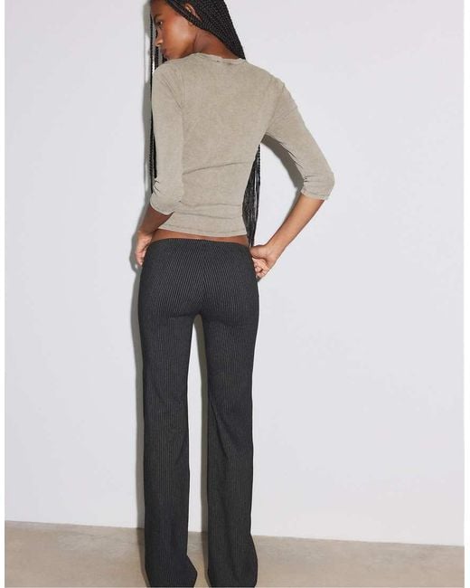 Stradivarius Gray Bengaline Bell Bottom Trousers