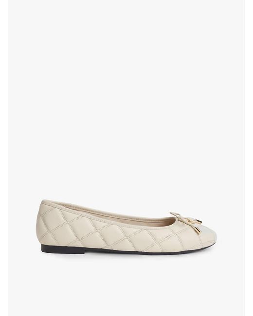 Tommy Hilfiger White Logo Charm Quilted Leather Ballerinas