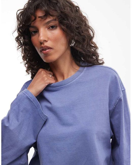 Weekday Blue Oversized Long Sleeve T-shirt