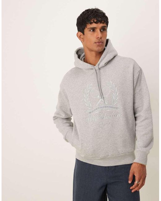 Sudadera Gris Jaspeado Con Capucha Y Logo Delantero De La Colección Cápsula Wimbledon De Polo Ralph Lauren de hombre de color Gray