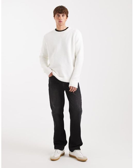 Jersey Holgado Con Cuello Redondo De Punto De -Blanco ASOS de hombre de color White