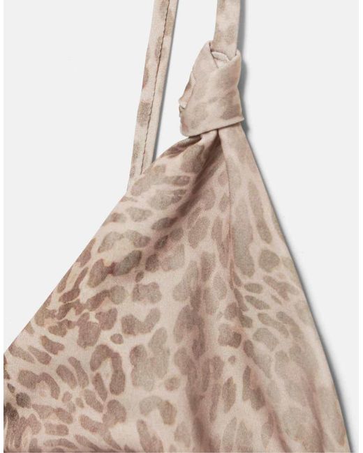 Pull&Bear Brown Gathered Print Bikini Bottoms