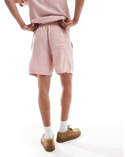 New Look Shorts Van Linnenmix Met Elastische Taille in het Pink voor heren