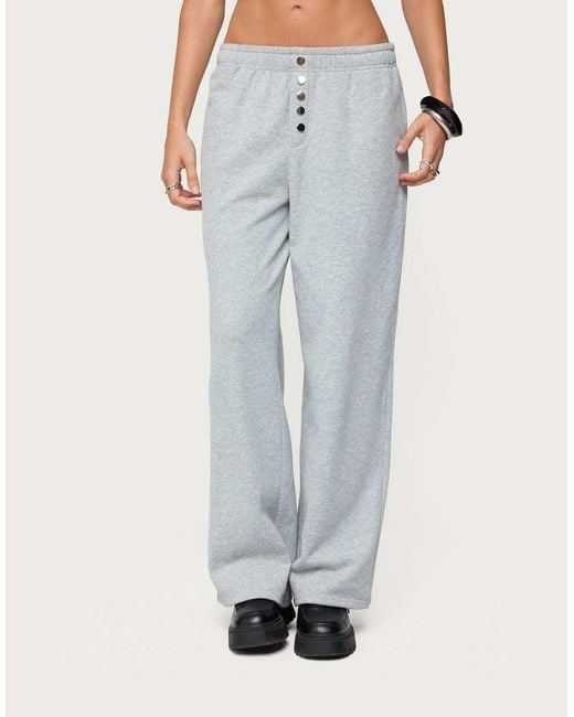 Edikted White Lorelle Wide Leg Sweatpants