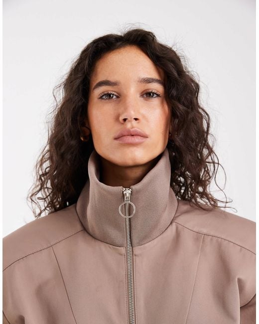 ASOS Pink Deep Rib Cinch Zip Through Jacket