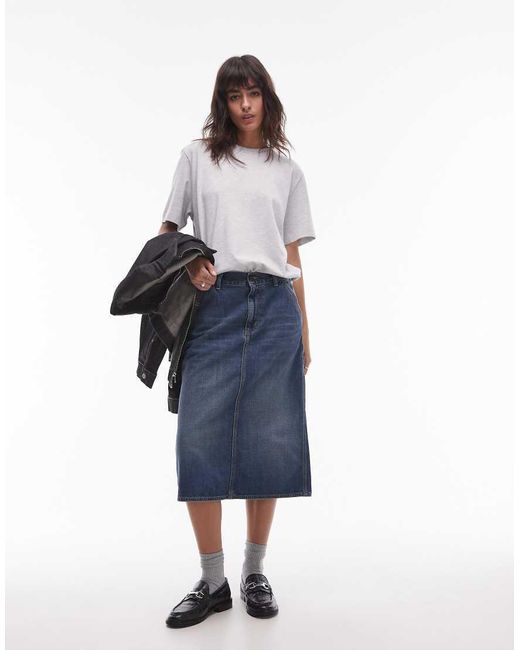 Falda Vaquera Midi Single Knee De Carhartt de color Blue